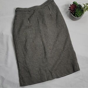 Valentino Black and White Houndstooth Pencil Skirt